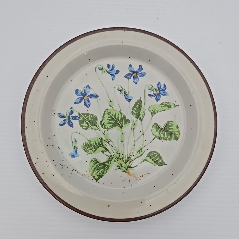 Vintage Stoneware Salad Plate Violet #202 Brown Speckle‎ Japan